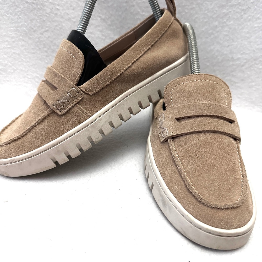Vionic 6 Uptown Suede Penny Loafers Slip On Comfort Shoes Arch Sand